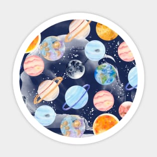 Planets | Watercolor | Navy Texture Sticker